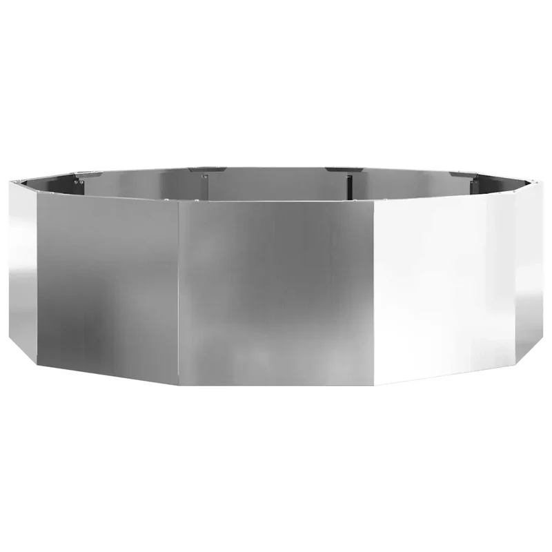 Jardinière ronde moderne de jardin extérieur 120 x 120 x 35 cm facile à déplacer en acier galvanisé argent 02_0052969