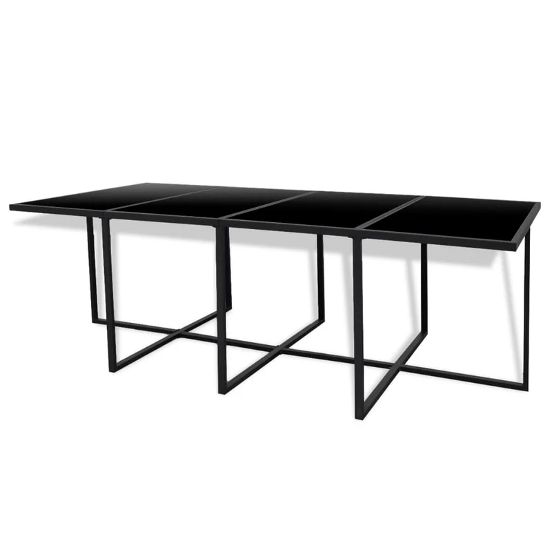 Salon de jardin meuble d'extérieur ensemble de mobilier 13 pièces avec coussins résine tressée noir 02_0015790