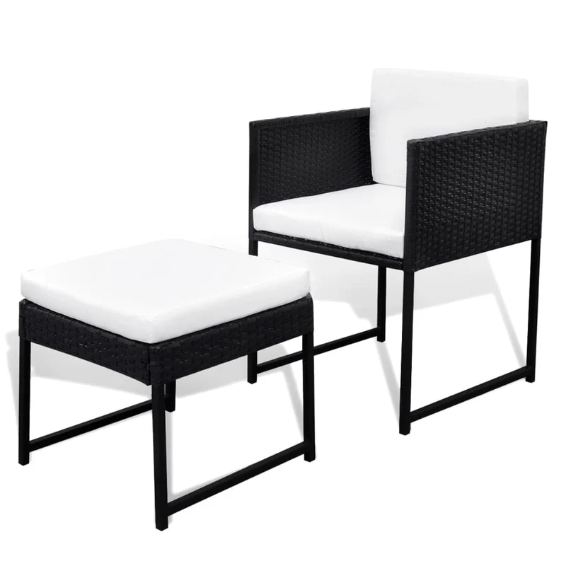 Salon de jardin meuble d'extérieur ensemble de mobilier 13 pièces avec coussins résine tressée noir 02_0015790