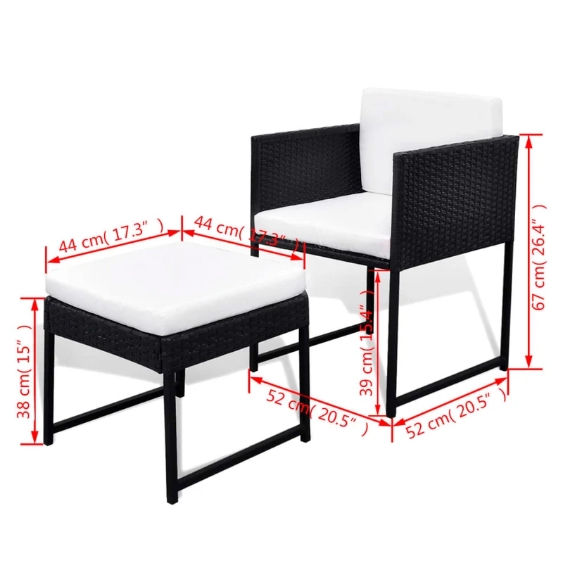 Salon de jardin meuble d'extérieur ensemble de mobilier 13 pièces avec coussins résine tressée noir 02_0015790