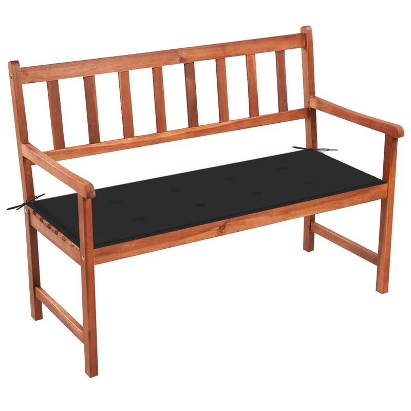 Banc de jardin meuble de patio d'extérieur terrasse avec coussin 120 cm bois d'acacia massif 02_0011389