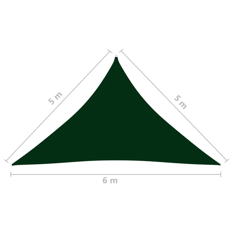 Voile toile d'ombrage parasol tissu oxford triangulaire 5 x 5 x 6 m vert foncé 02_0009921