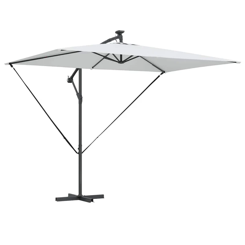 Parasol déporté en banane inclinable jardin 294 x 200 x 270 cm en polyester sable 02_0058763