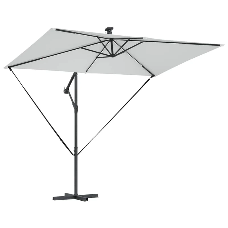 Parasol déporté en banane inclinable jardin 294 x 200 x 270 cm en polyester sable 02_0058763