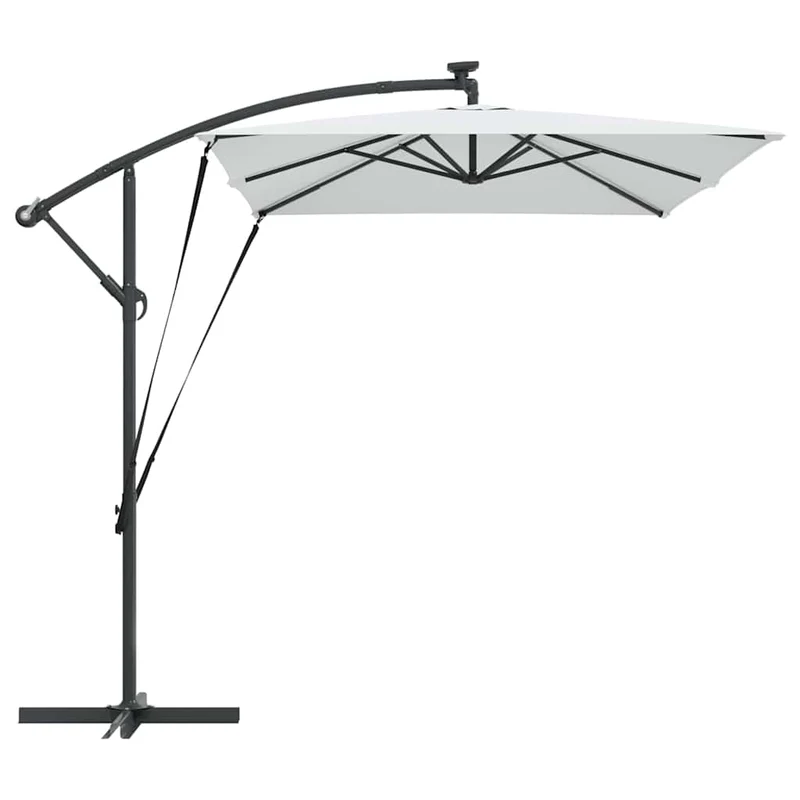Parasol déporté en banane inclinable jardin 294 x 200 x 270 cm en polyester sable 02_0058763