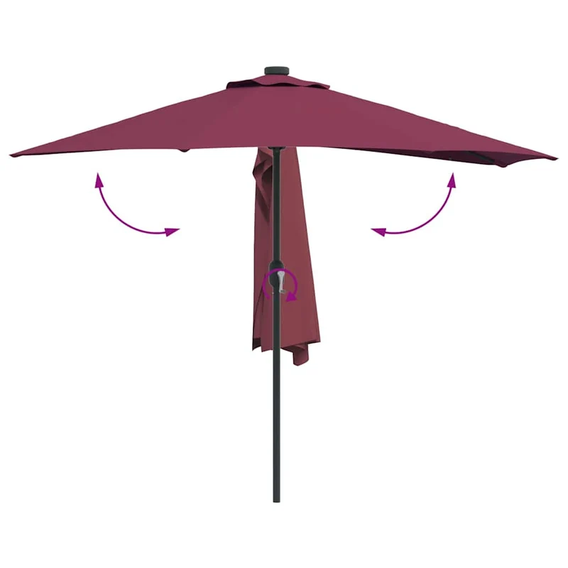 Parasol de jardin pliable moderne avec éclairage LED 294 x 150 x 224 cm en polyester bordeaux 02_0058670