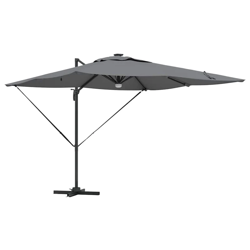 Parasol rectangulaire inclinable 286 x 284 x 270 cm fonction rotative ambiance cosy en polyester anthracite 02_0058725