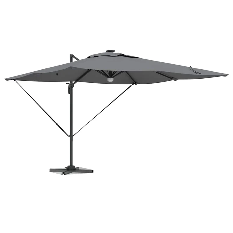 Parasol rectangulaire inclinable 286 x 284 x 270 cm fonction rotative ambiance cosy en polyester anthracite 02_0058725