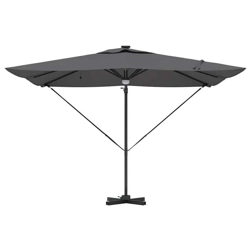 Parasol rectangulaire inclinable 286 x 284 x 270 cm fonction rotative ambiance cosy en polyester anthracite 02_0058725