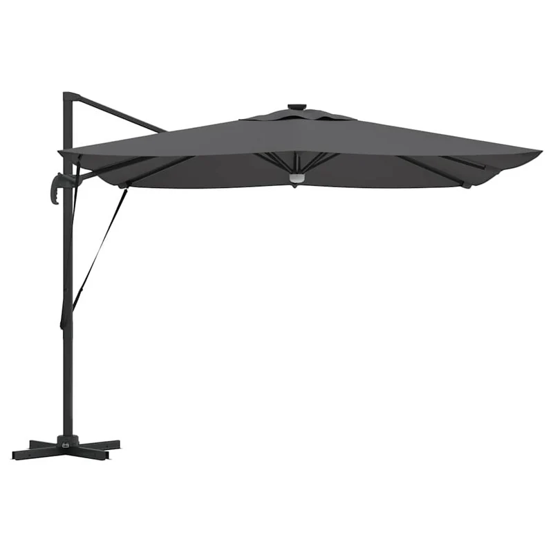 Parasol rectangulaire inclinable 286 x 284 x 270 cm fonction rotative ambiance cosy en polyester anthracite 02_0058725