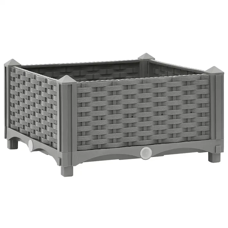 Lot de 2 lits surélevés pour plantes jardin 40 x 40 x 23 cm en polypropylène gris clair 02_0046143