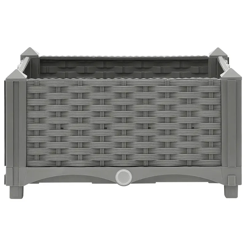 Lot de 2 lits surélevés pour plantes jardin 40 x 40 x 23 cm en polypropylène gris clair 02_0046143