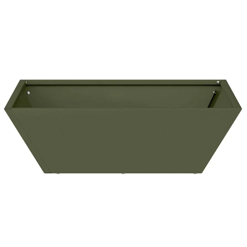 Lot de 5 cache-pots trapézoïdaux modernes jardin terrasse 50 x 50 x 15 cm en acier vert olive 02_0052389