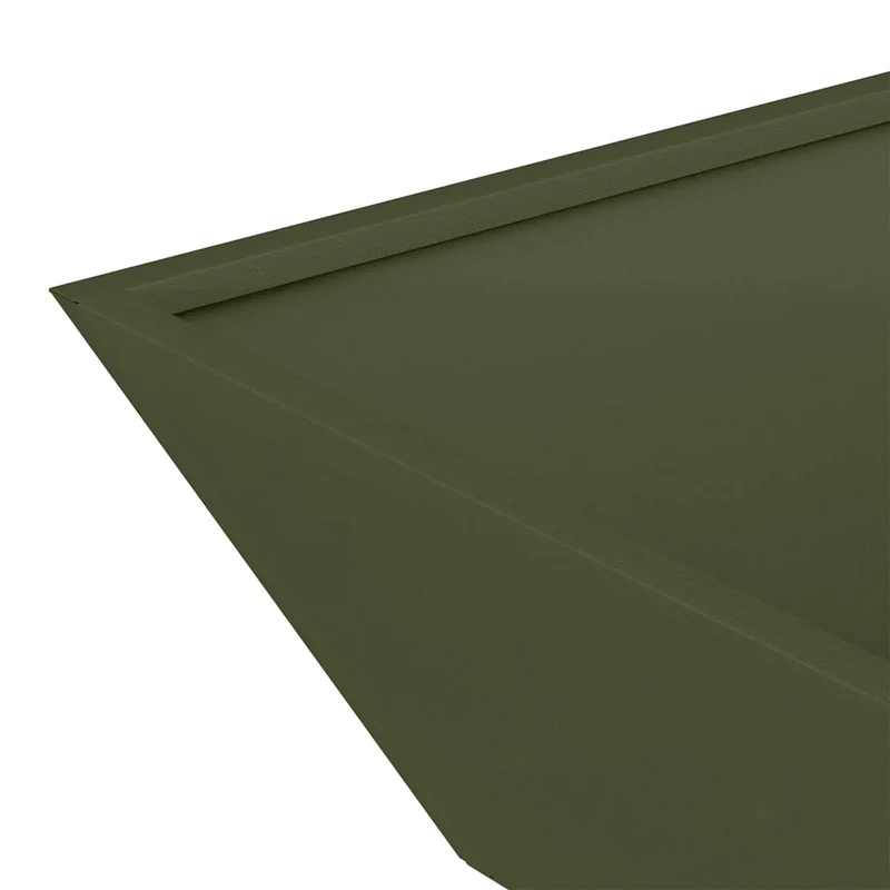 Lot de 5 cache-pots trapézoïdaux modernes jardin terrasse 50 x 50 x 15 cm en acier vert olive 02_0052389