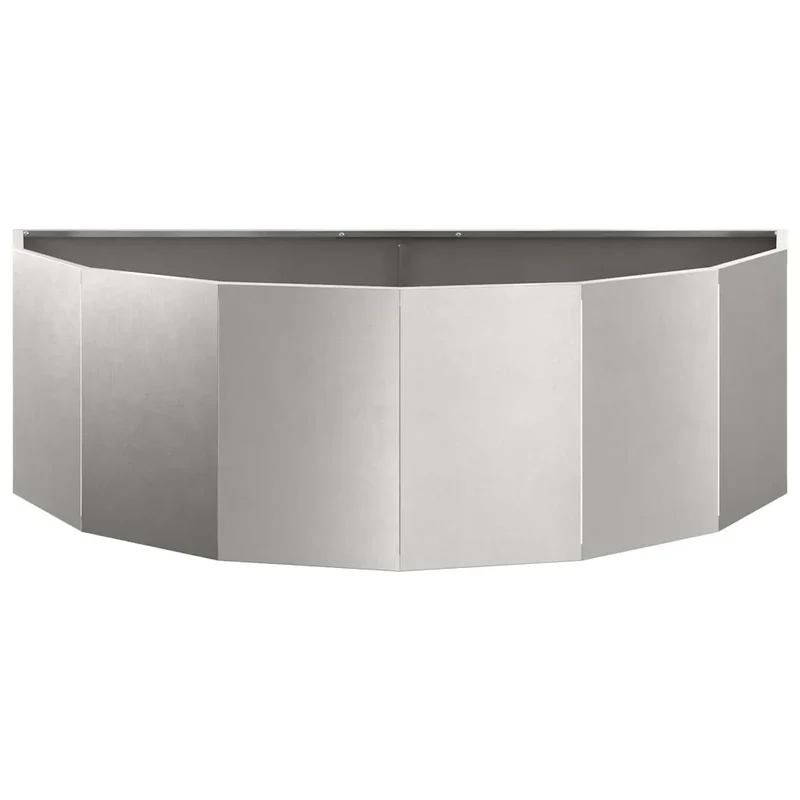Jardinière demi-ronde moderne extérieur 120 x 60 x 35 cm facile à entretenir design contemporain en acier inoxydable argent 02_0052926