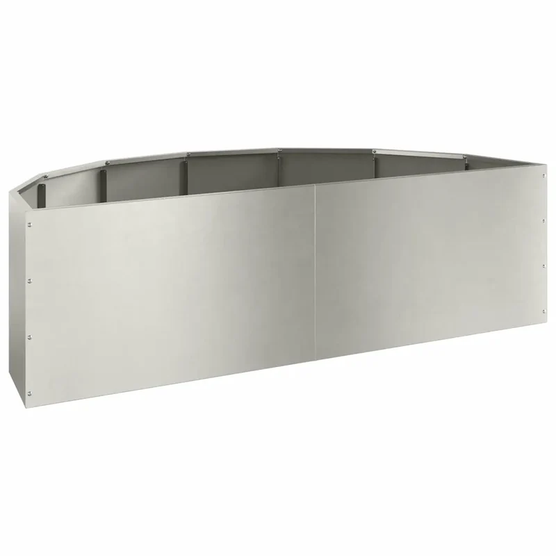 Jardinière demi-ronde moderne extérieur 120 x 60 x 35 cm facile à entretenir design contemporain en acier inoxydable argent 02_0052926