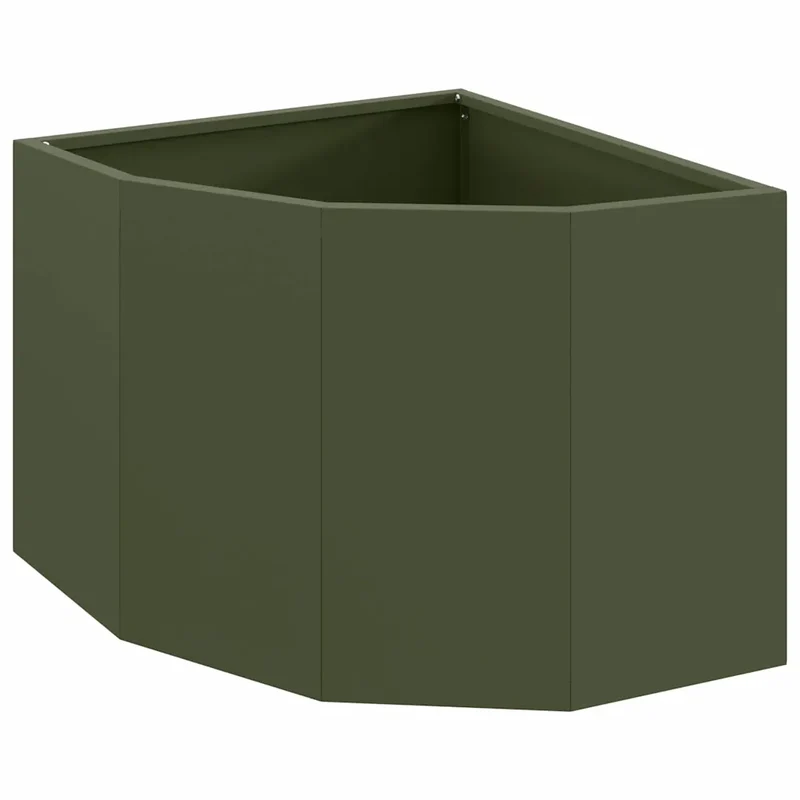Jardinière d'angle moderne extérieure 45 x 45 x 35 cm optimisée pour coins en acier vert olive 02_0052890