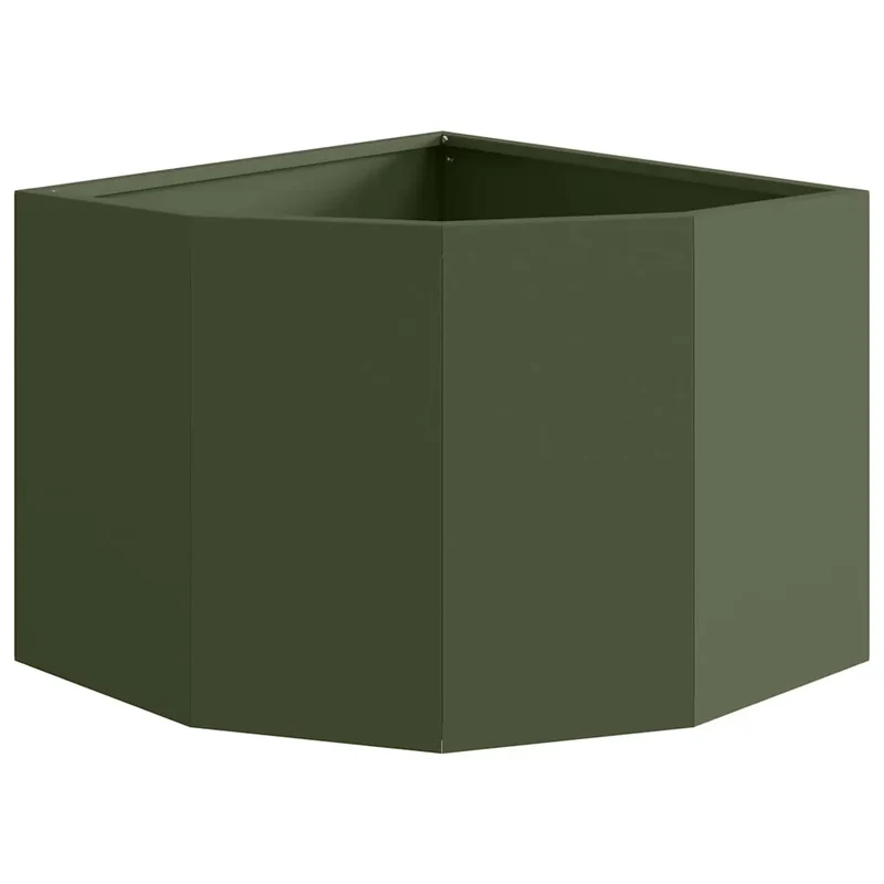 Jardinière d'angle moderne extérieure 45 x 45 x 35 cm optimisée pour coins en acier vert olive 02_0052890