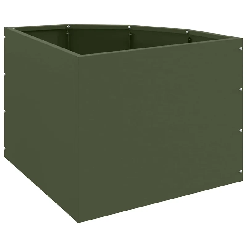 Jardinière d'angle moderne extérieure 45 x 45 x 35 cm optimisée pour coins en acier vert olive 02_0052890