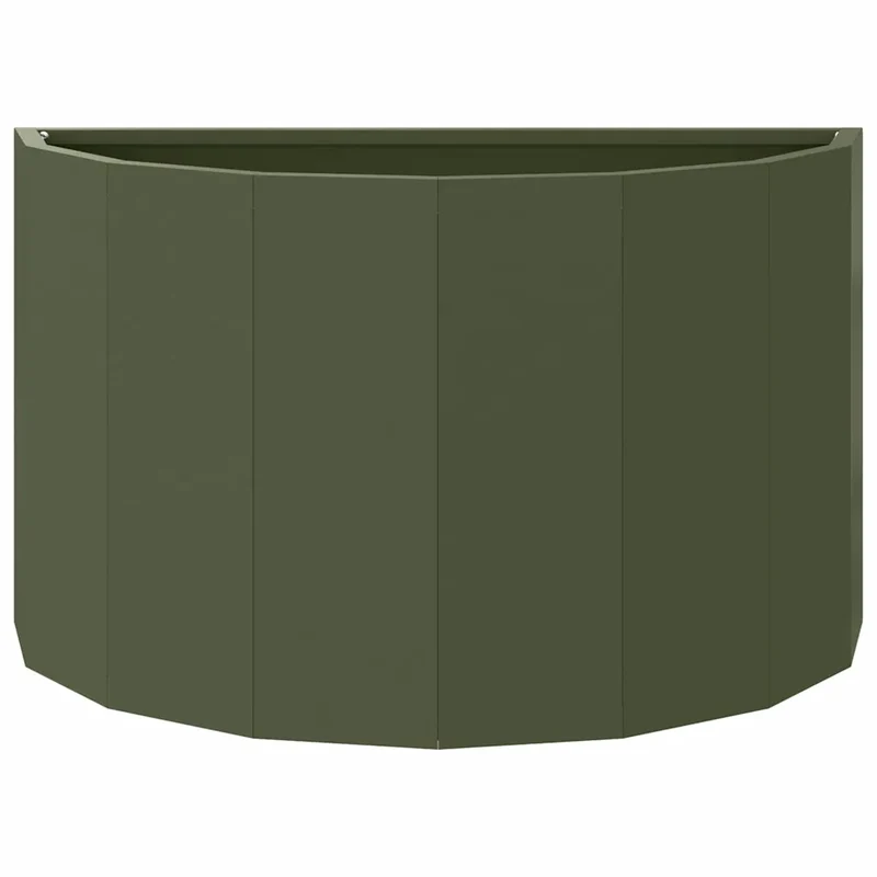 Jardinière demi-ronde design moderne extérieur 60 x 30 x 35 cm en acier vert olive 02_0052939