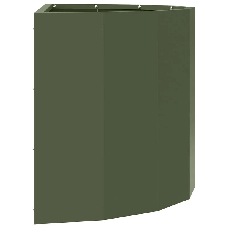 Jardinière demi-ronde design moderne extérieur 60 x 30 x 35 cm en acier vert olive 02_0052939