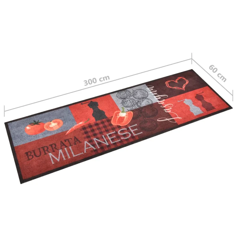 Tapis de cuisine lavable rectangulaire en polyamide 60 x 300 cm antidérapant design imprimé tomates 02_0046539