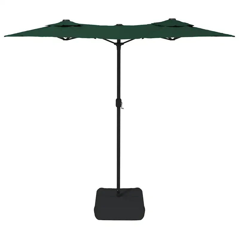 Parasol de jardin double tête avec LED extérieur 316 x 145 cm ambiance cosy mécanisme à manivelle en polyester vert 02_0047393