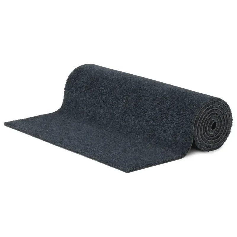 Tapis de porte touffeté 100 x 300 cm usage intérieur et extérieur support antidérapant design moderne en fibre de coco gris foncé 02_0046175