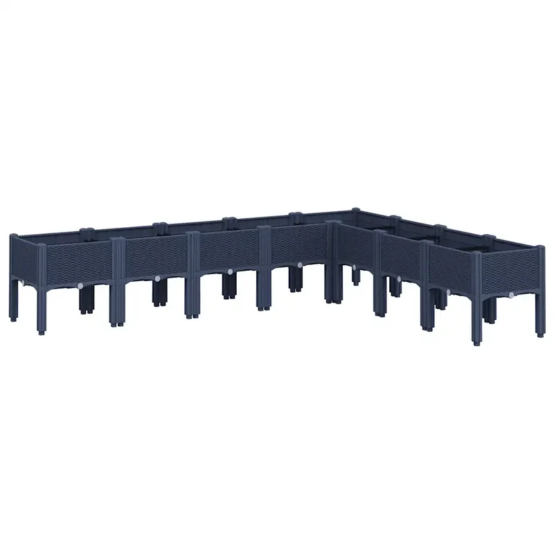 Jardinière surélevée design élégant terrasse jardin 200 x 160 x 42 cm en PP bleu gris 02_0047459