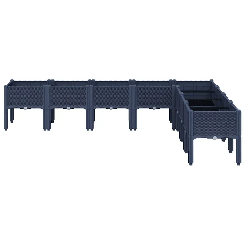 Jardinière surélevée design élégant terrasse jardin 200 x 160 x 42 cm en PP bleu gris 02_0047459