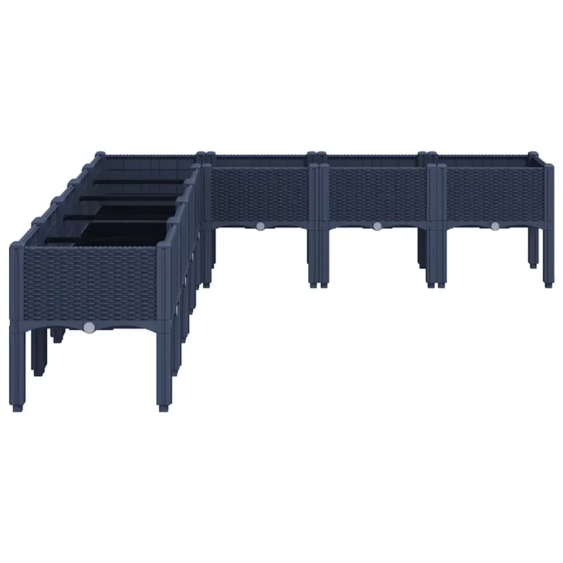 Jardinière surélevée design élégant terrasse jardin 200 x 160 x 42 cm en PP bleu gris 02_0047459