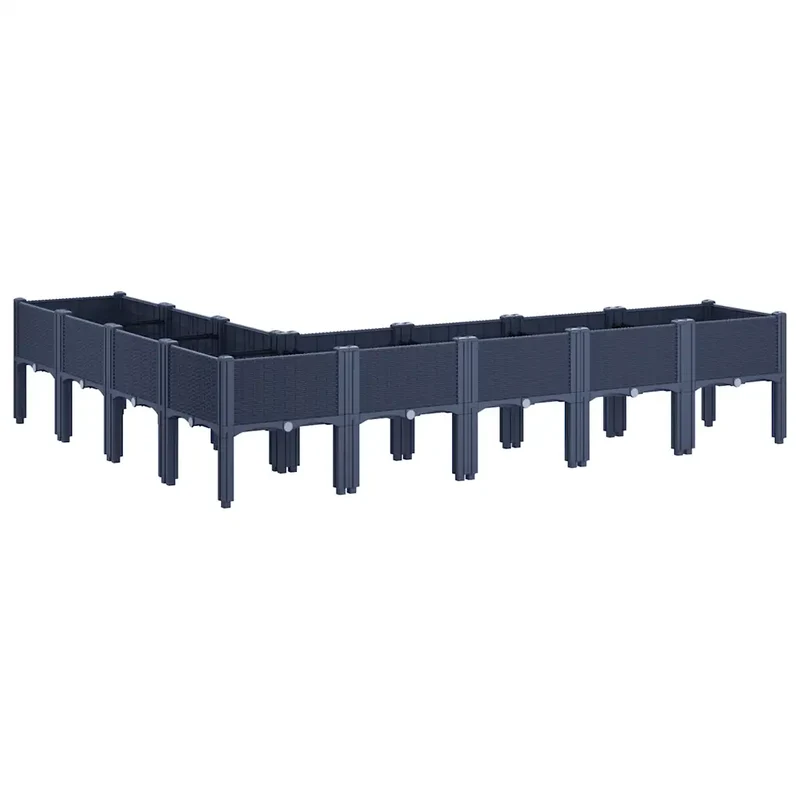 Jardinière surélevée design élégant terrasse jardin 200 x 160 x 42 cm en PP bleu gris 02_0047459