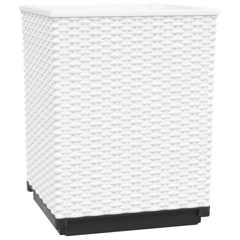 Lot de 4 jardinières décoratives modernes balcon jardin 30 x 30 x 37 cm en PP blanc 02_0047407