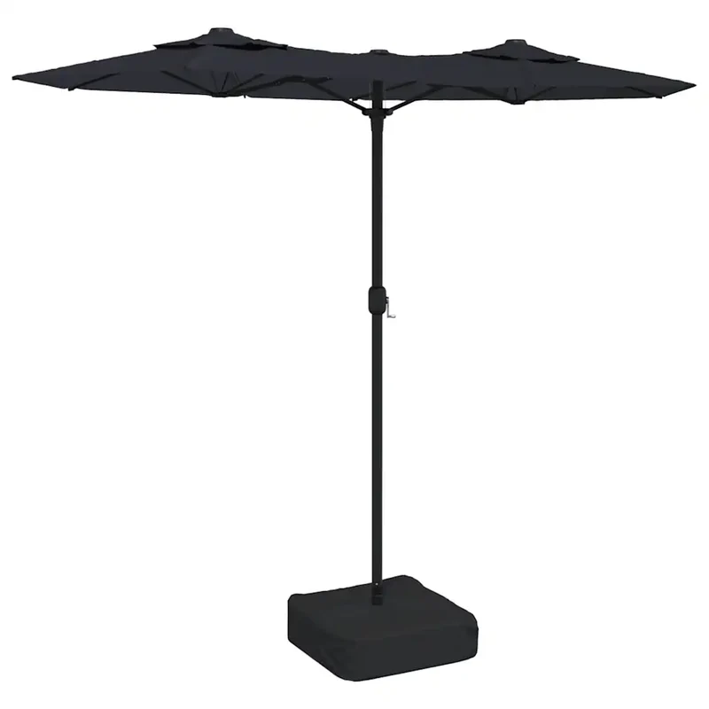 Parasol de jardin à double tête 316 x 145 x 240 cm protection anti-UV design élégant en polyester noir 02_0047391
