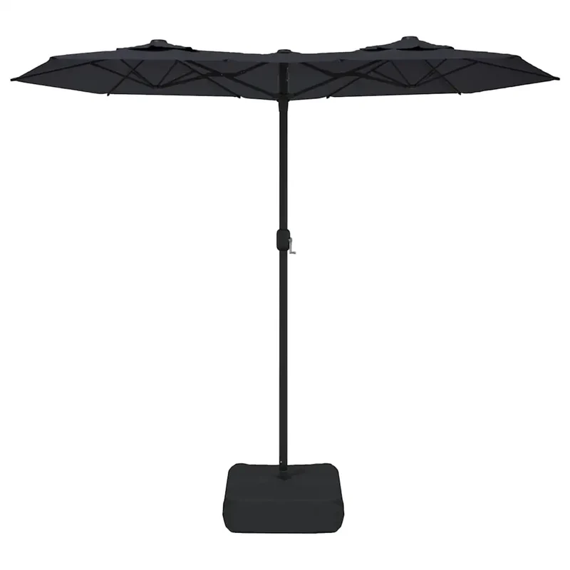 Parasol de jardin à double tête 316 x 145 x 240 cm protection anti-UV design élégant en polyester noir 02_0047391