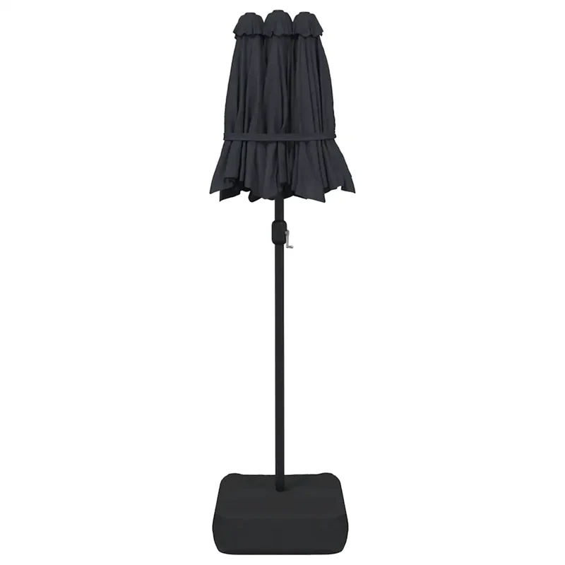 Parasol de jardin à double tête 316 x 145 x 240 cm protection anti-UV design élégant en polyester noir 02_0047391