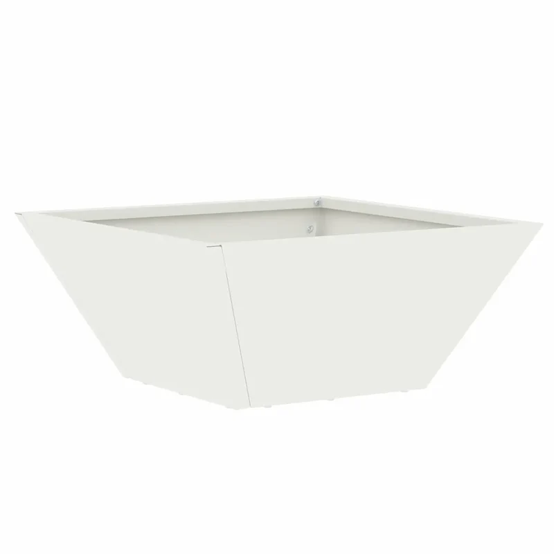 Lot de 5 cache-pots trapézoïdaux design moderne jardin terrasse 35 x 35 x 15 cm en acier blanc 02_0052357