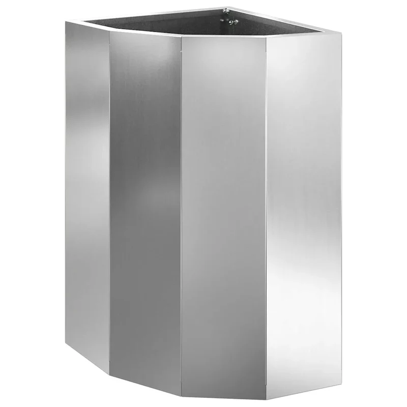 Jardinière d'angle moderne épurée extérieur 30 x 30 x 50 cm en acier galvanisé argent 02_0052920