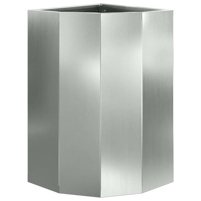 Jardinière d'angle moderne épurée extérieur 30 x 30 x 50 cm en acier galvanisé argent 02_0052920