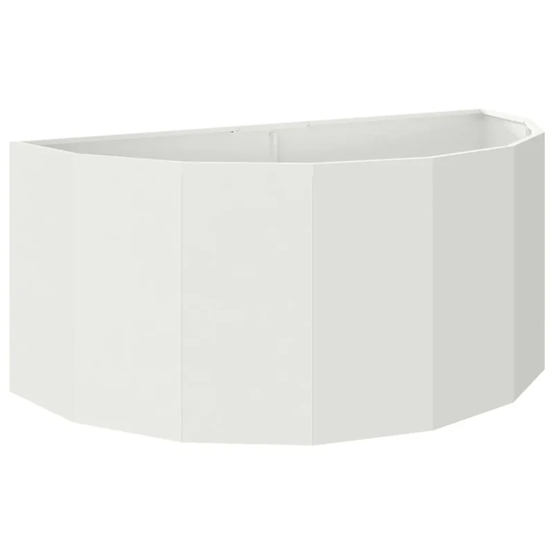 Jardinière demi-rond moderne 120 x 60 x 50 cm facile à entretenir chic en acier blanc 02_0052944