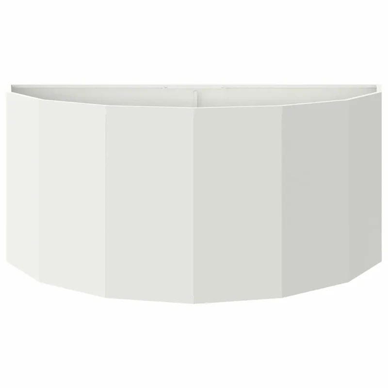 Jardinière demi-rond moderne 120 x 60 x 50 cm facile à entretenir chic en acier blanc 02_0052944