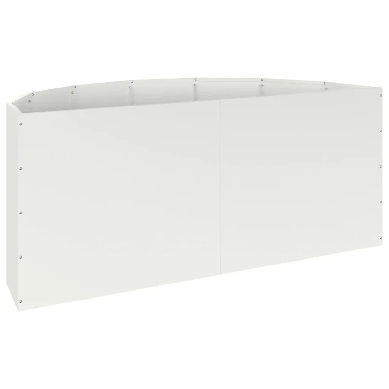 Jardinière demi-rond moderne 120 x 60 x 50 cm facile à entretenir chic en acier blanc 02_0052944