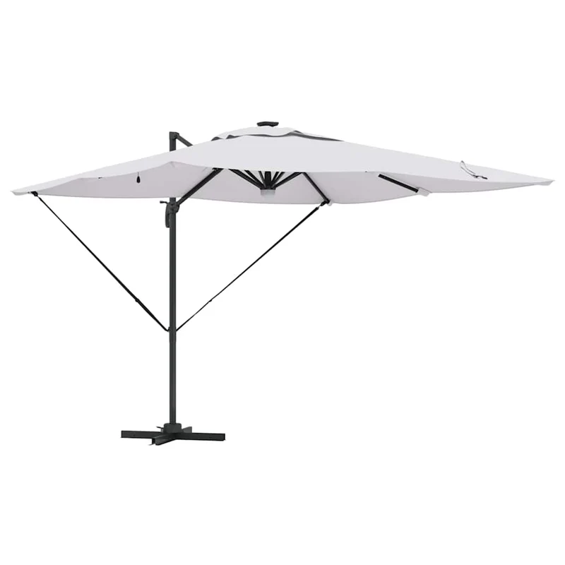 Parasol rectangulaire inclinable et rotatif 286 x 284 x 270 cm moderne jardin terrasse en polyester beige 02_0058723