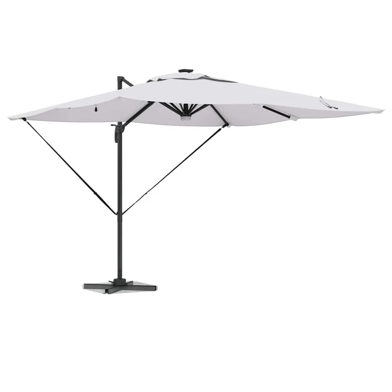 Parasol rectangulaire inclinable et rotatif 286 x 284 x 270 cm moderne jardin terrasse en polyester beige 02_0058723