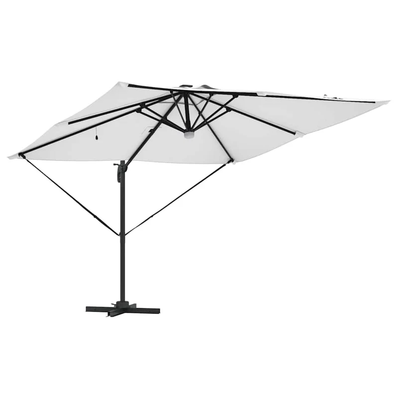 Parasol rectangulaire inclinable et rotatif 286 x 284 x 270 cm moderne jardin terrasse en polyester beige 02_0058723