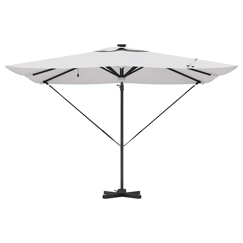 Parasol rectangulaire inclinable et rotatif 286 x 284 x 270 cm moderne jardin terrasse en polyester beige 02_0058723