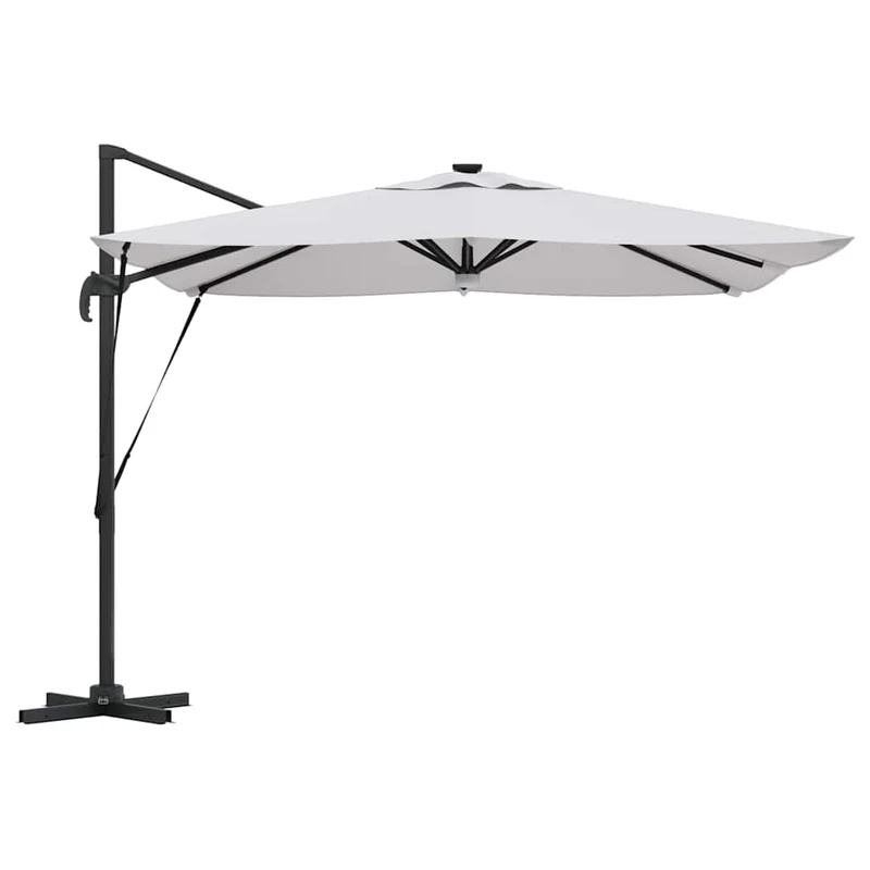 Parasol rectangulaire inclinable et rotatif 286 x 284 x 270 cm moderne jardin terrasse en polyester beige 02_0058723