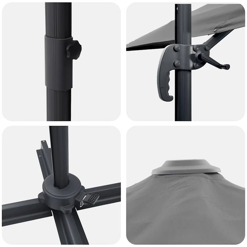 Parasol cantilever rectangulaire 286 x 284 x 265 cm avec inclinaison et rotation 360° style contemporain en aluminium anthracite 02_0058709