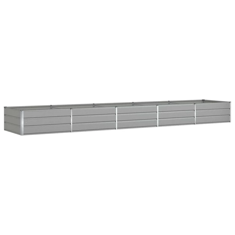 Jardinière moderne industrielle pour extérieur 195 x 100 x 45 cm en acier galvanisé gris clair 02_0059213