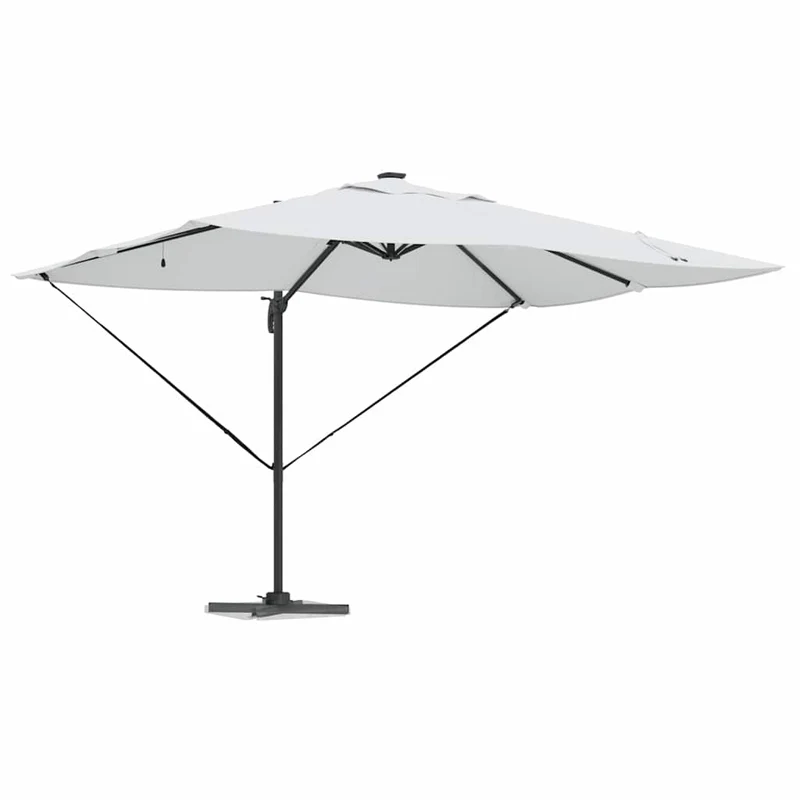 Parasol déporté inclinable extérieur 352 x 251 x 265 cm confort optimal style moderne en polyester sable 02_0058699